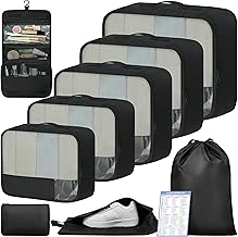 BAGAIL 9 Set Packing Cubes Luggage Packing Organizers for Travel Accessories