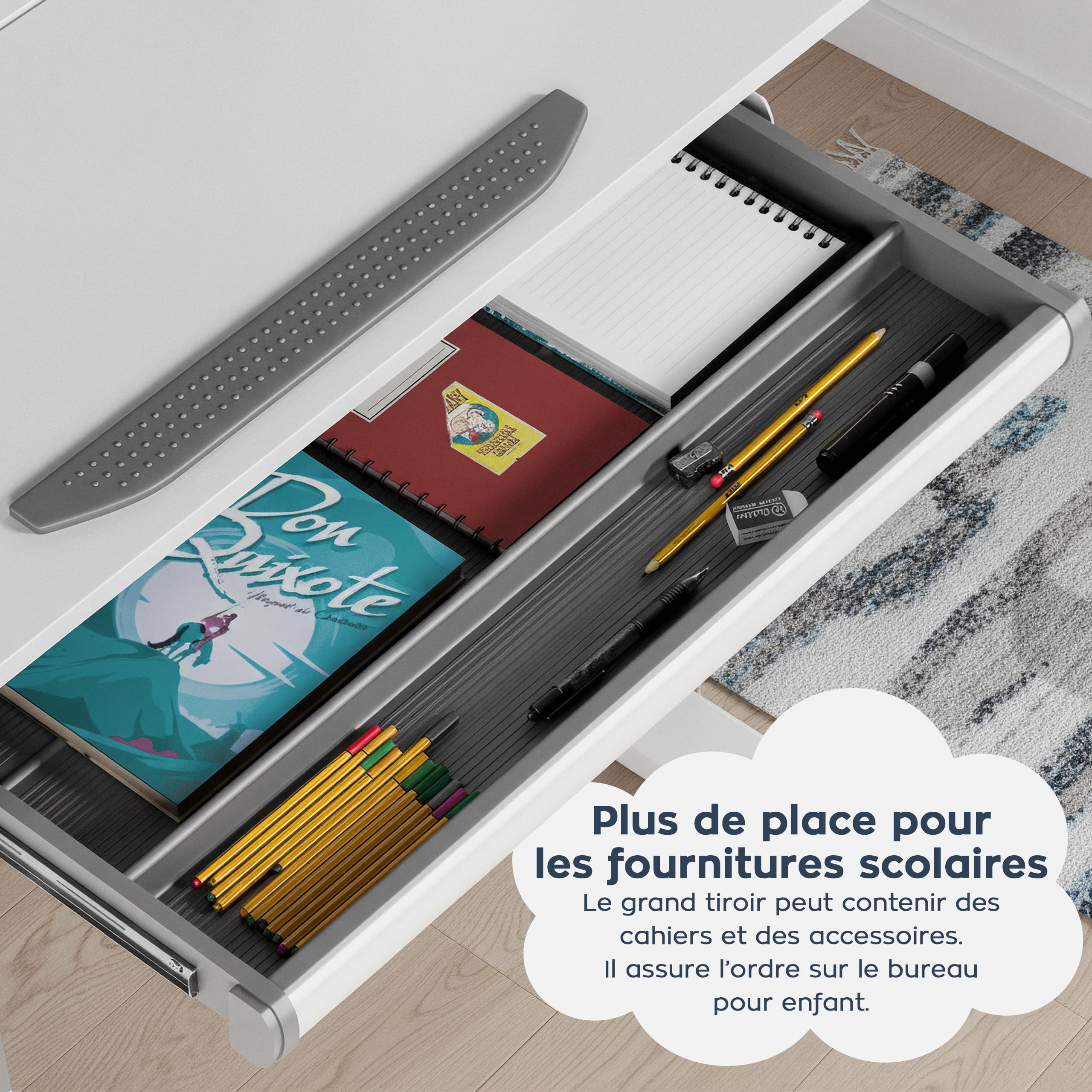 MARK ADLER Study 5.0 Bureau Enfant Réglable en Hauteur, avec Tiroir, Wood