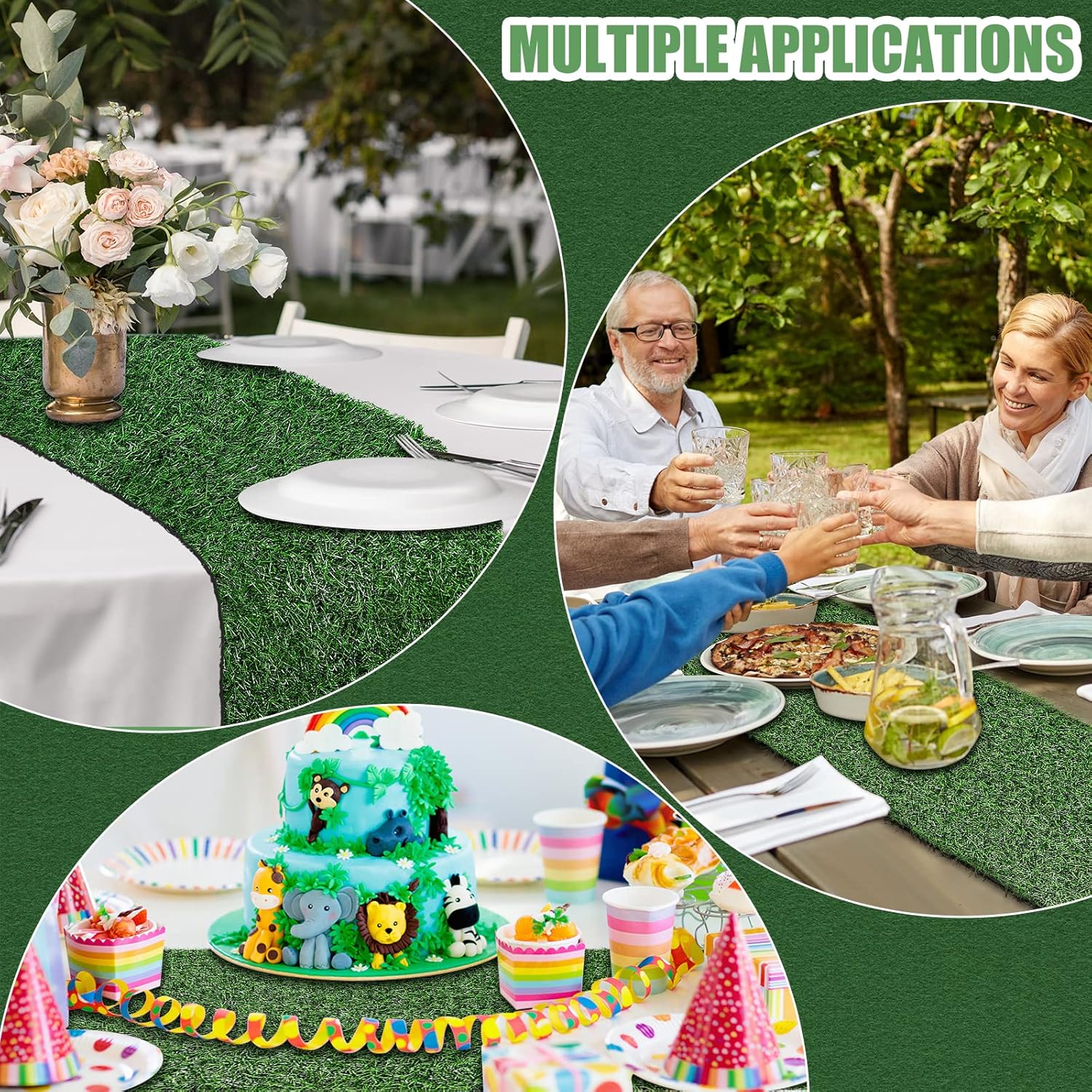 Grass Table Runner Artificial Tabletop Decor Synthetic Turf Grass Placemats Grass Table Liner Green Rug Table Cloths for Parties Wedding Banquet Faux Moss Table Runner (8, 12 x 72 Inch)