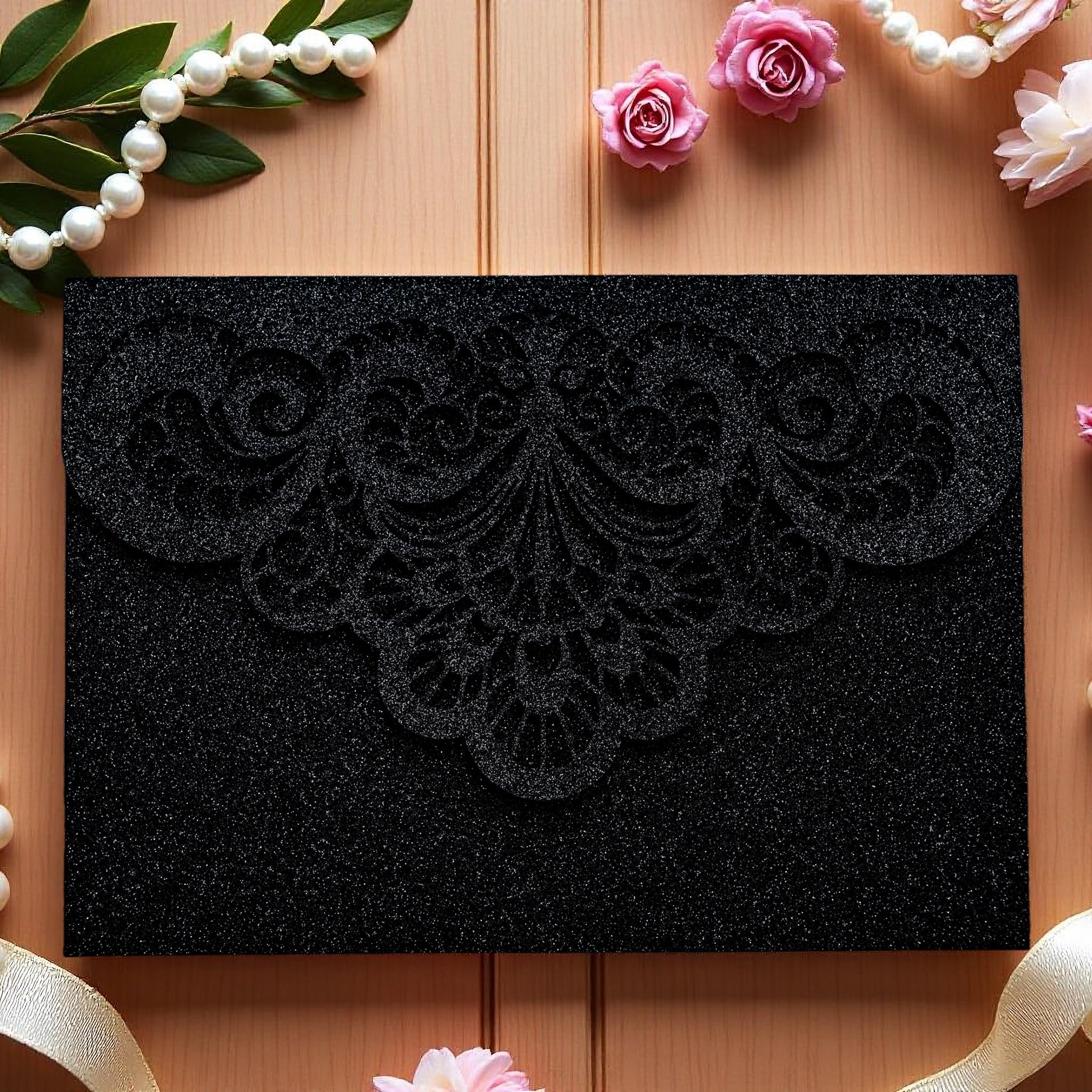 Builcker Black Glitter Invitations