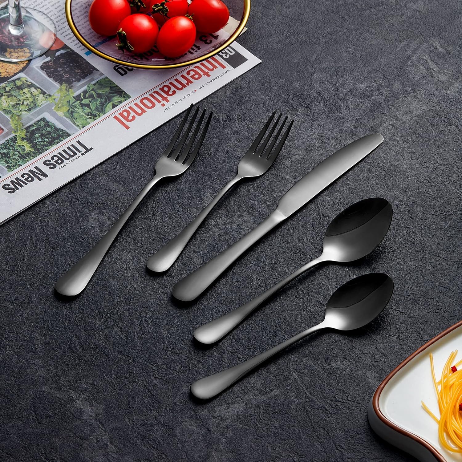Set Posate 20 Pezzi Inox 4 Persone | Finitura A Specchio | Cucchiai, Forchette, Coltelli | Eleganti E Lavastoviglie - 6