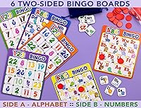 Vista 2 de Party Hearty Juego de mesa de bingo del alfabeto y número, ABC y 123 para niños de jardín de infantes y preescolares que aprenden a leer, 2