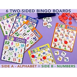 Party Hearty Alphabet and Number, ABC and 123 Bingo Board Game for Kindergarten and Preschool Kids Learn to Read Fun 2 Versions for Ages 4 and Up (Animal Edition)