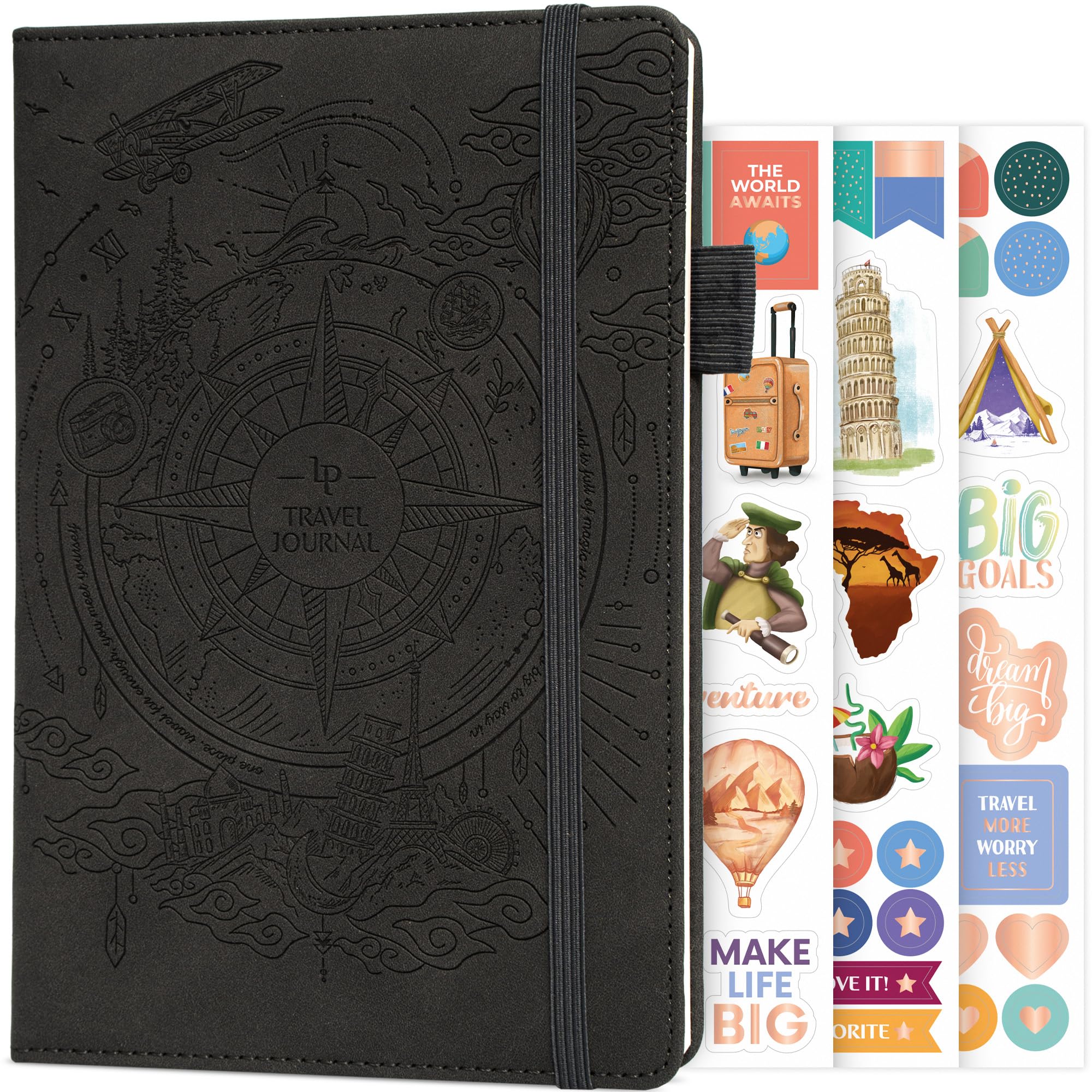 Legend Vintage Travel Journal – Traveling Diary & Photo Album for Men, Women & Family with Bucket List – Vacation Essentials (Black)