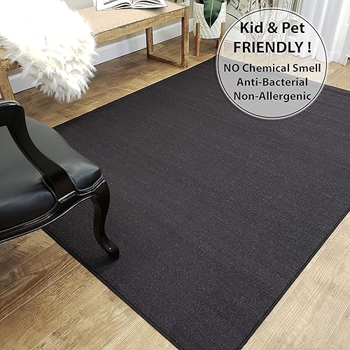 Miniatura 4 de Tapete para interiores, con parte trasera de goma, 30 x 18 pulgadas, color negro sólido, antideslizante, alfombras y tapetes de cocina Negro -,rojo