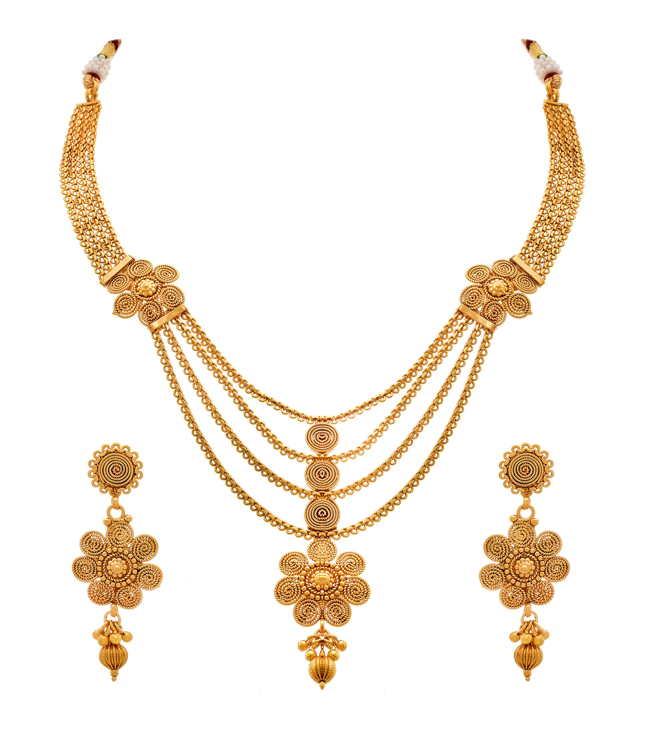 JFL - Jewellery for Less Traditional Ethnic One Gram Gold Plated Spiral Necklace Set with Earring for Women & Girls (B01MXDEEJP) Amazon Price History, Amazon Price Tracker