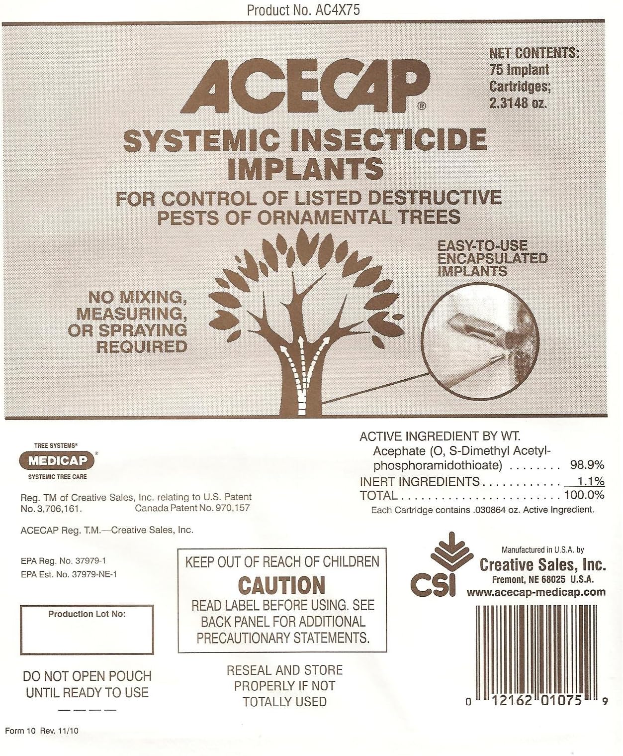 Acecap AC4X75 Tree Implant, Brown