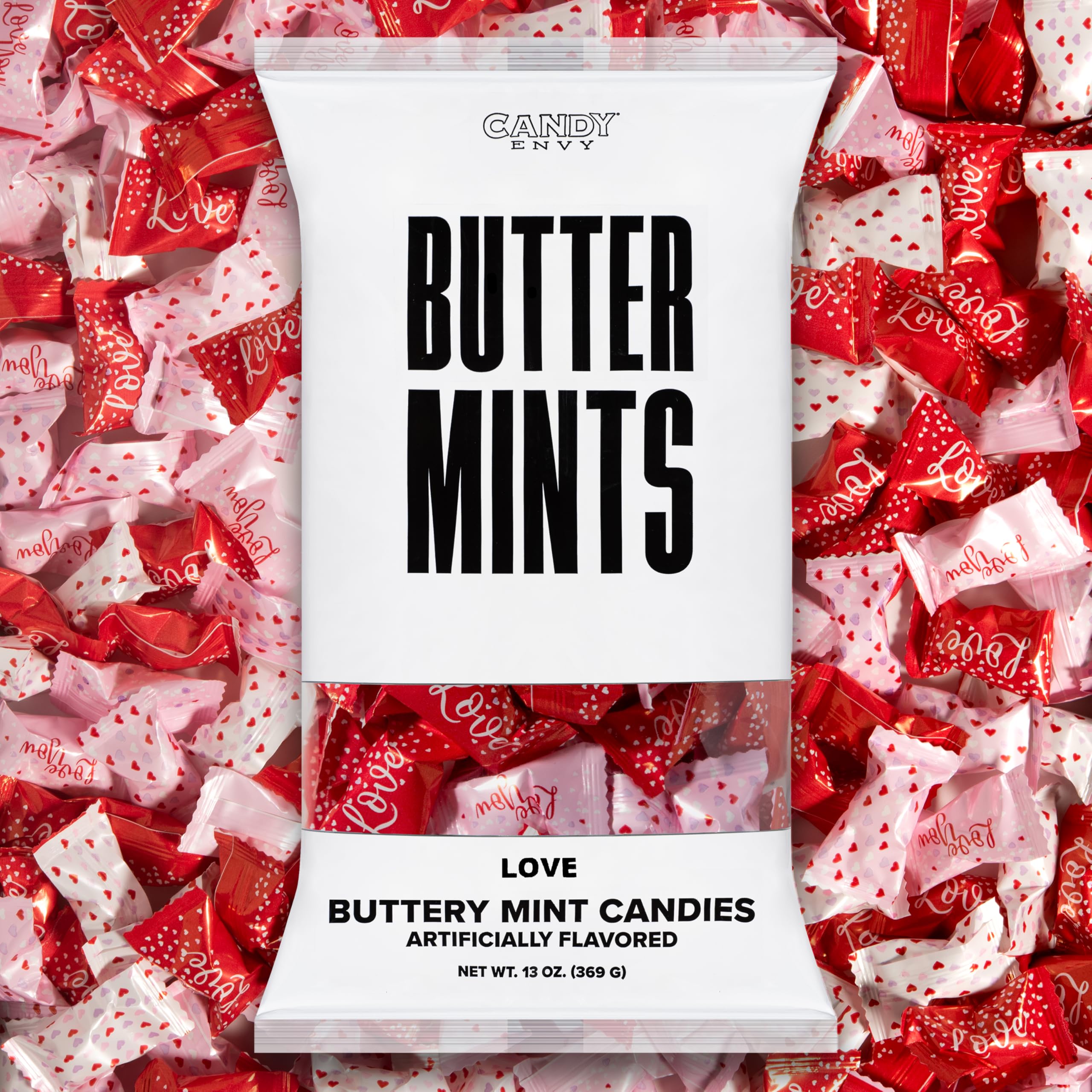 Love Buttermints - 13 oz. Bag - 100 Individually Wrapped Candy Mints - Mother's Day Valentine's Day Favors