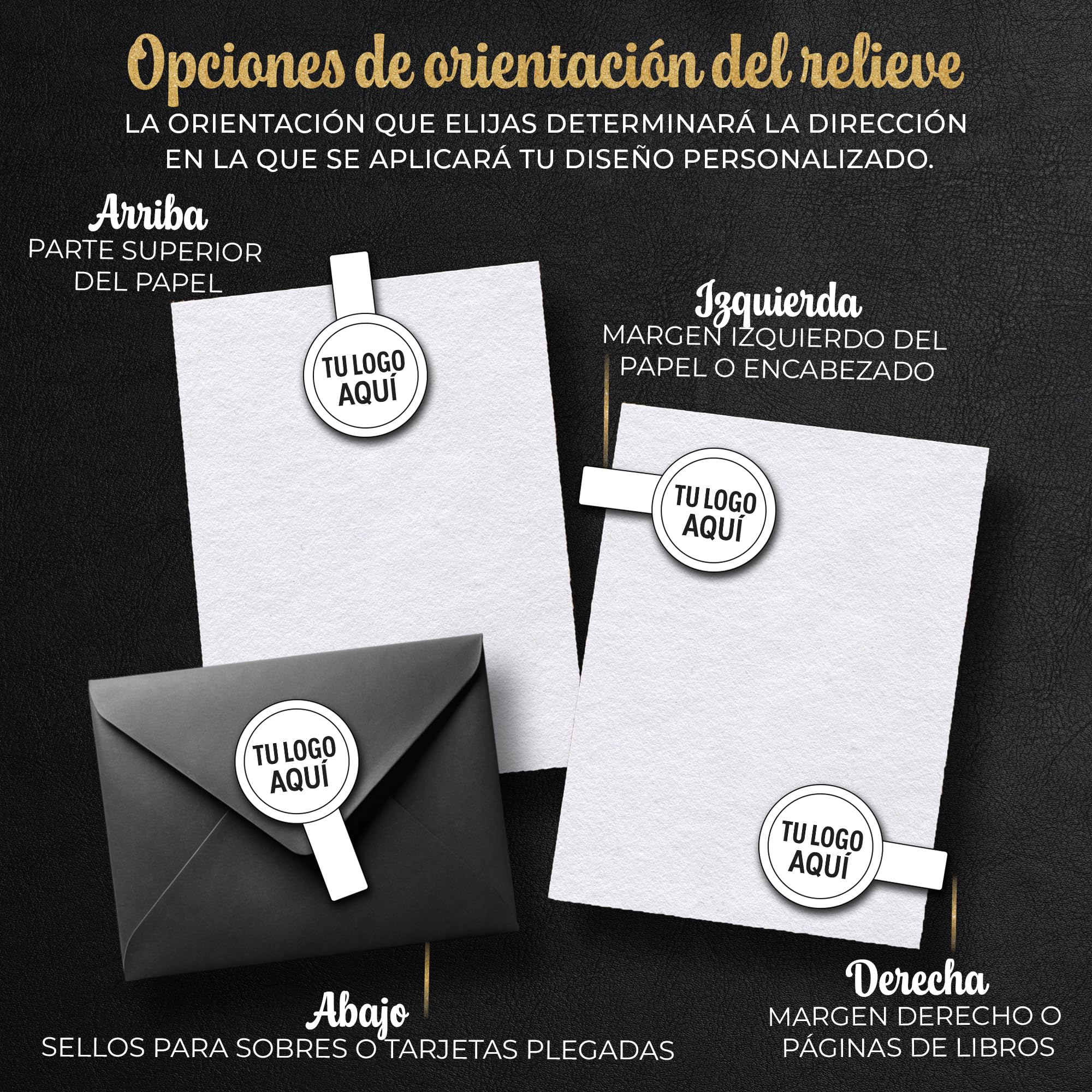 Sello en relieve personalizado – Pinza grabadora para papel con diseño propio – Ideal para invitaciones, regalos, papelería creativa y branding profesional (Portaplacas)