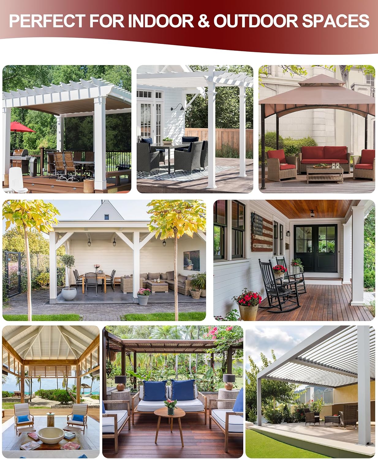 HolidayIdeas Grommet Outdoor Curtains for Patio Waterproof 8 Pcs All Weather Balcony Outside Curtains for Apartments, Gazebo, Pergolas, Porch, 54x95 Inch, Cream