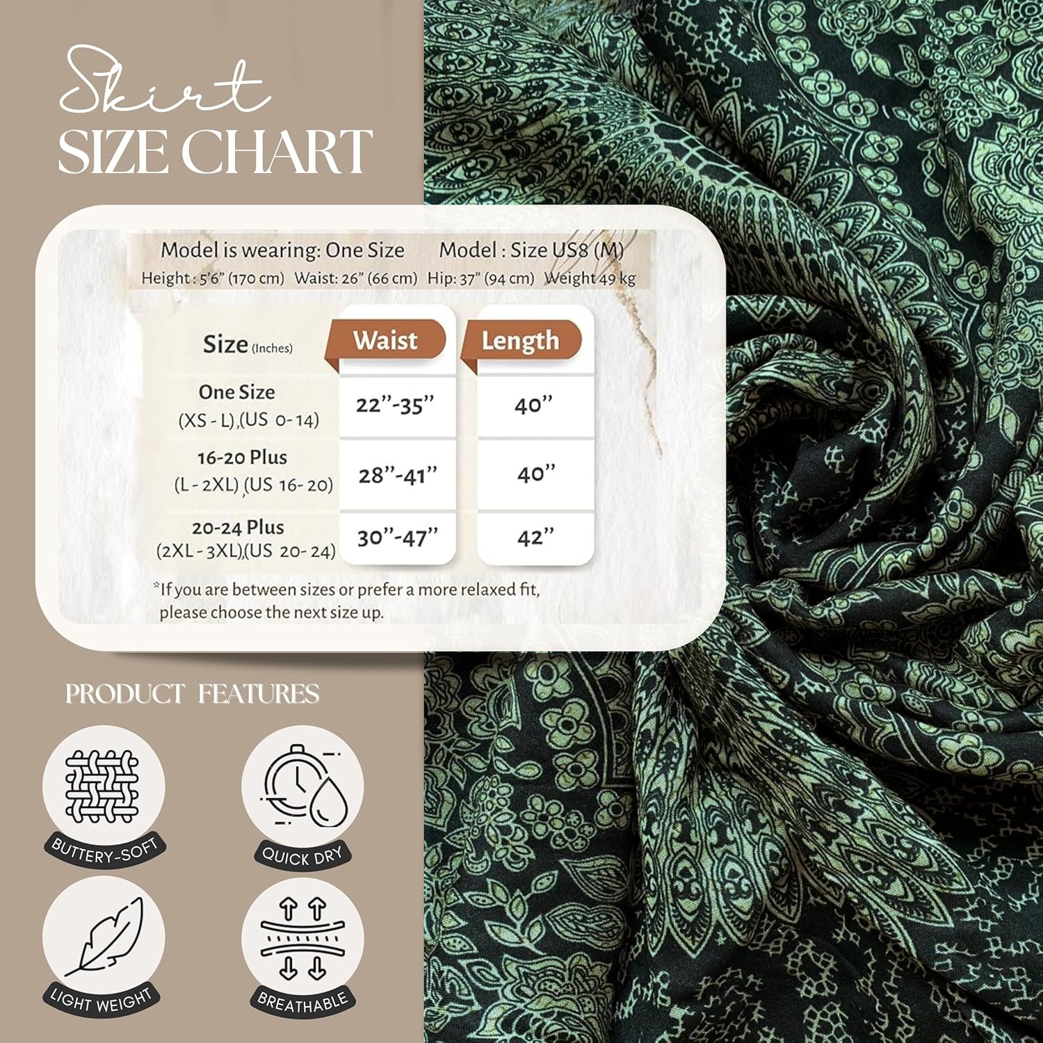 Long Skirts for Women Maxi Boho Skirt Floral Print - Image 5