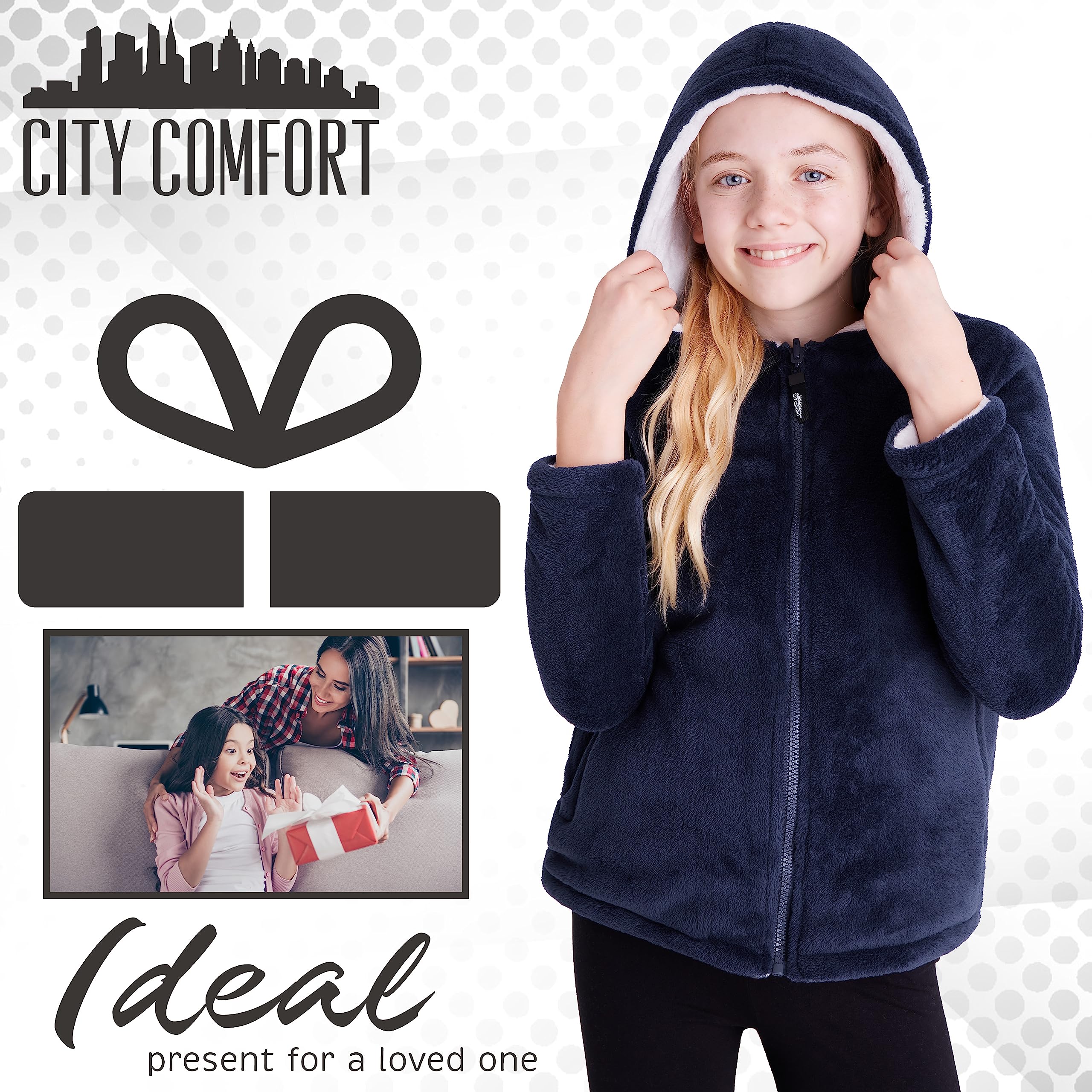 CityComfort Sweat Zippé Enfant, Polaire Chaude Réversible Garcon Fille 5-14 Ans