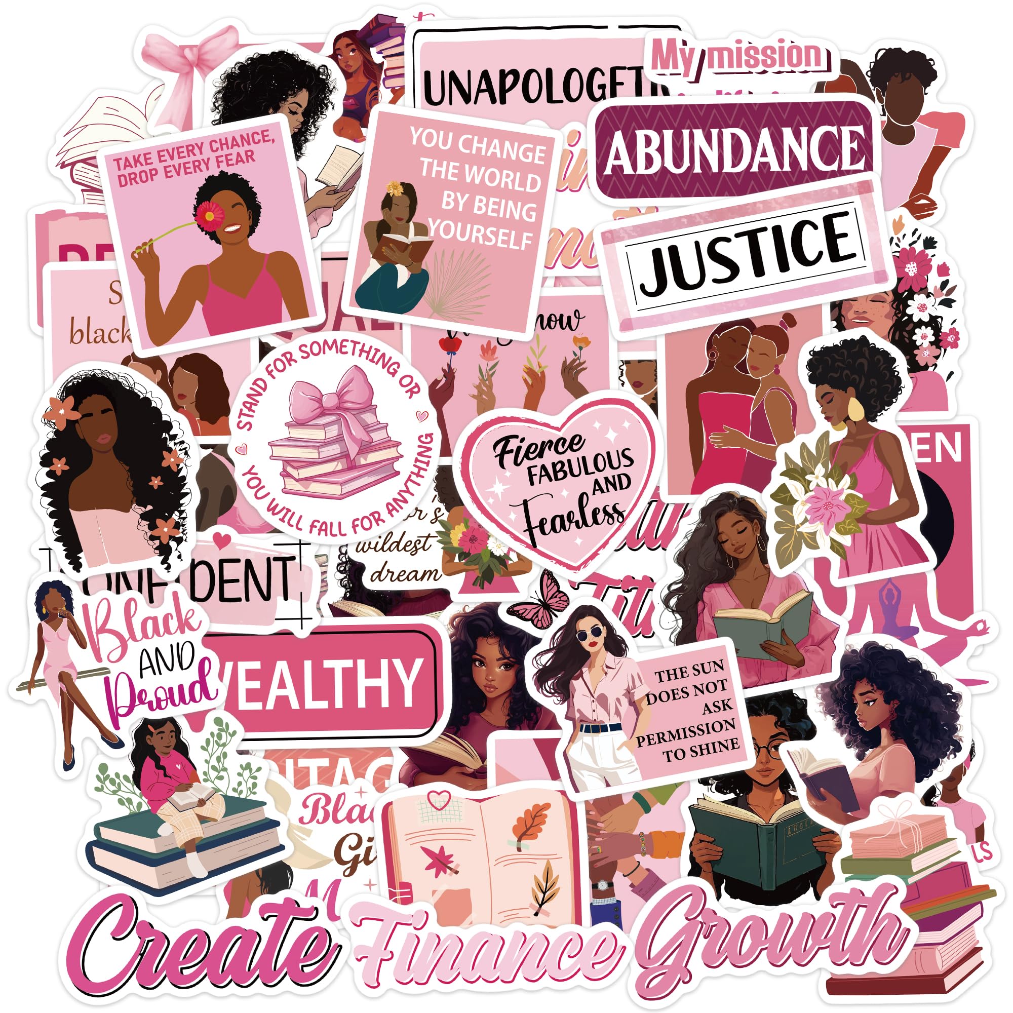 Black Girl Vision Board Stickers, Inspirational Affirmation Decals | 50 Pcs Black Girl Vision Board Stickers for Vision Boards, Journals, Scrapbooks,