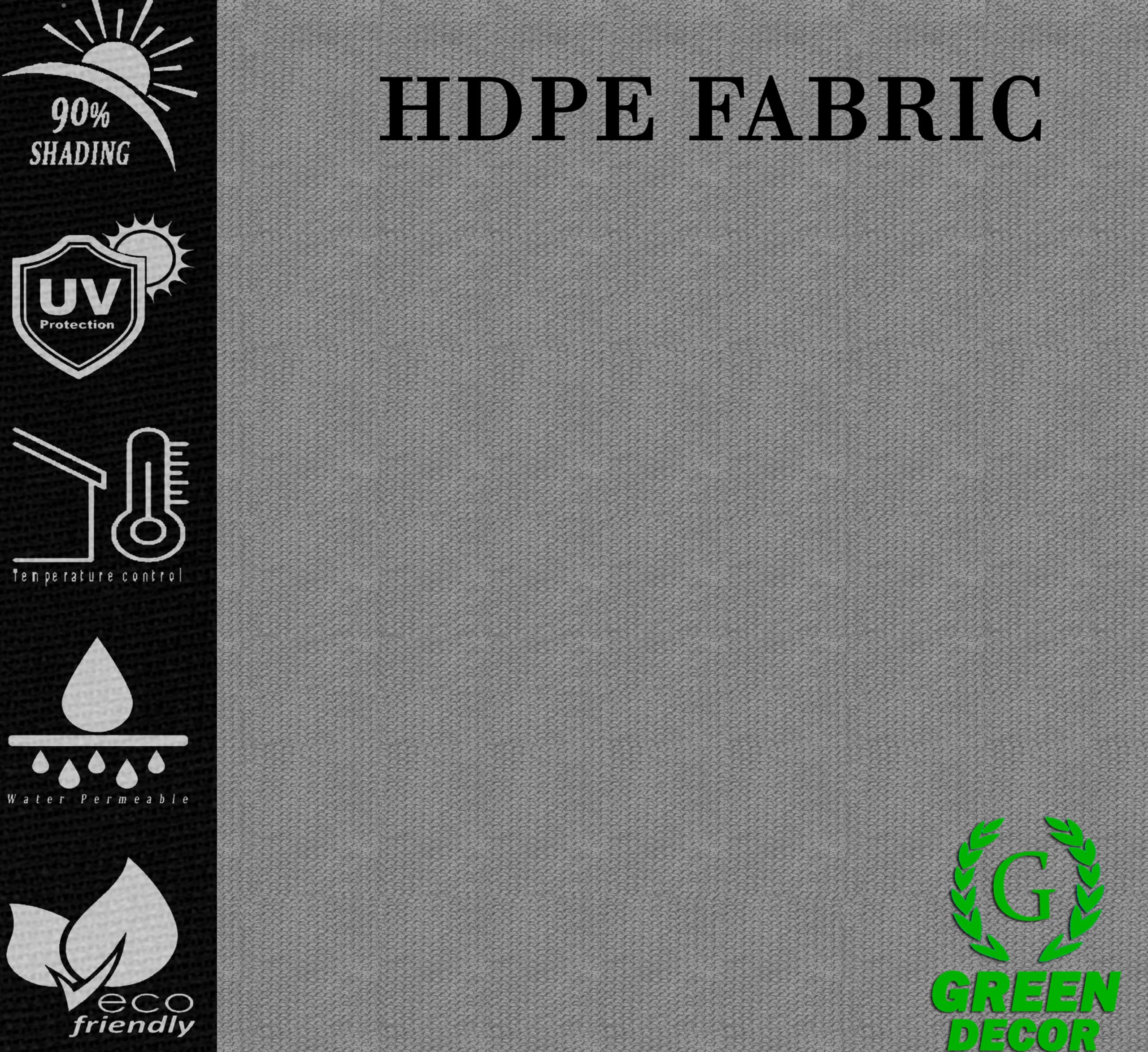 GREEN DECOR-HDPE Fabric Self Fold with SS Eyelet Sun Shade Sails 85-90% Protection from Sun & UV Rays Ideal for CarParking,Outdoor Garden,Balcony,Tent(Grey Color, 9.5 X 23 Feet) Pack of 1 Pc 3