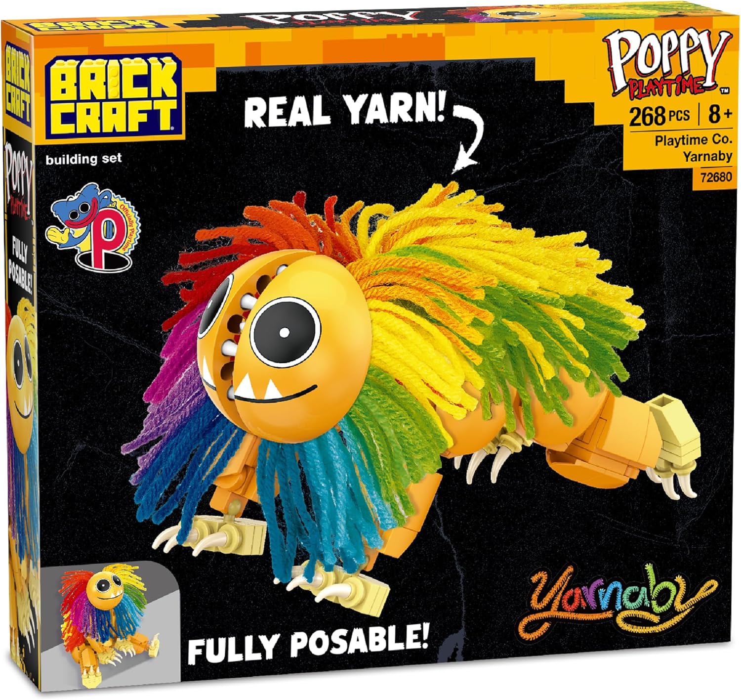 Brickcraft Poppy Playtime Chapter 4 Yarnaby Building Set with Real Yarn, 268 Piece Fully Posable Creature Action Figure, Collectible Horror Game Building Toys Gift for Boys & Girls Ages 8 and Up