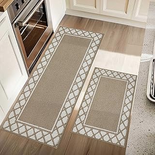 COSY HOMEER Washable Kitchen Rugs Sets of 2 Non-Slip Kitchen Mats for Fl...