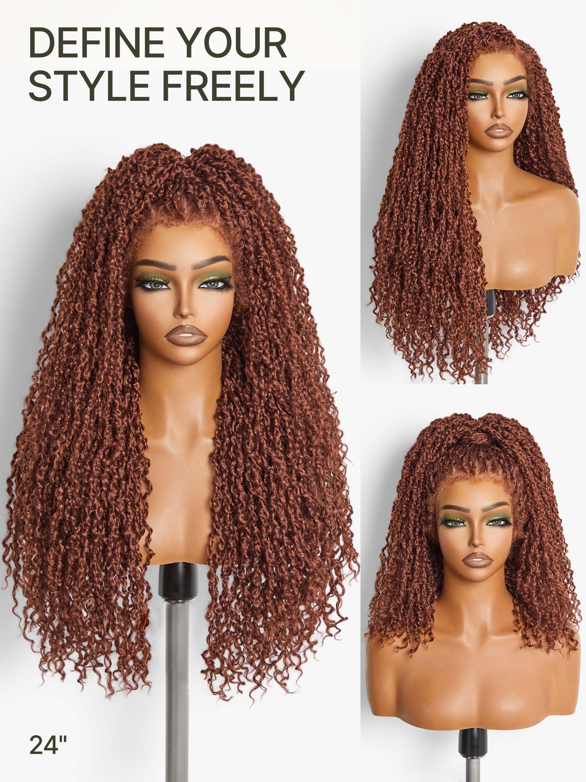 Frodio 24 Inch Boho Twist Curly Synthetic Wig with 13x6 HD Lace