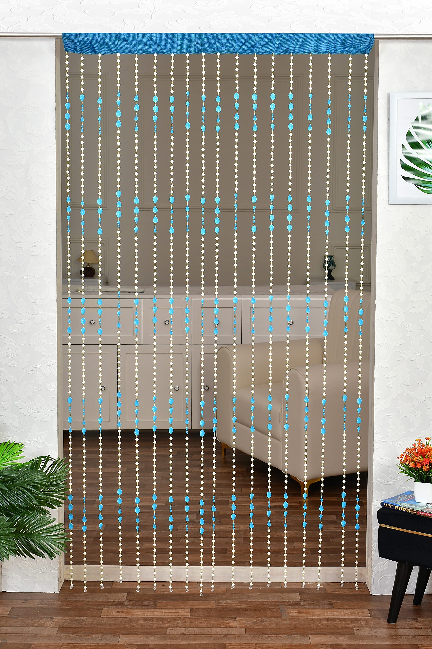 YUKANY 9 Feet Polyvinyl Chloride Chips Room Divider Rod Pocket Beaded Long Door Curtain, Sky Blue, Pack of 1 (B0B77VWC7R) Amazon Price History, Amazon Price Tracker