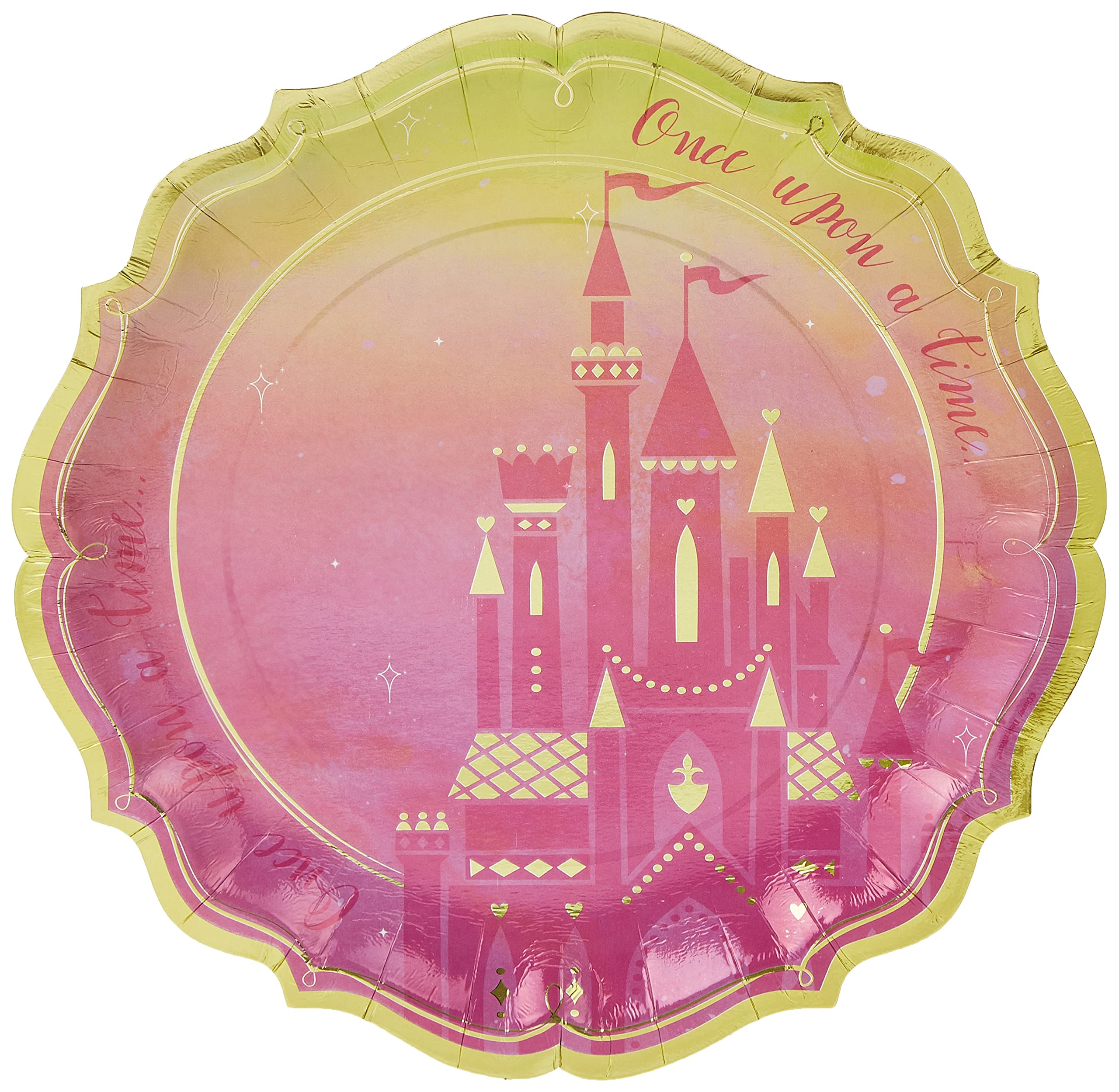 Amscan "Disney Princess" różowe i metaliczne talerze papierowe w kształcie złota 26,5 cm, 8 ct (5972357)