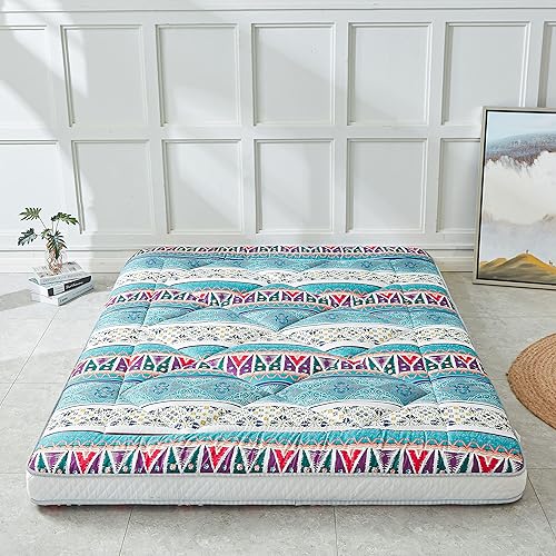 Miniatura 17 de Colchón plegable y portátil japonés para acampar, tamaño individual azul Azul,Café,Gris,Negro,negro, (Bohemia Black),Diseño de ballena.,Geometría