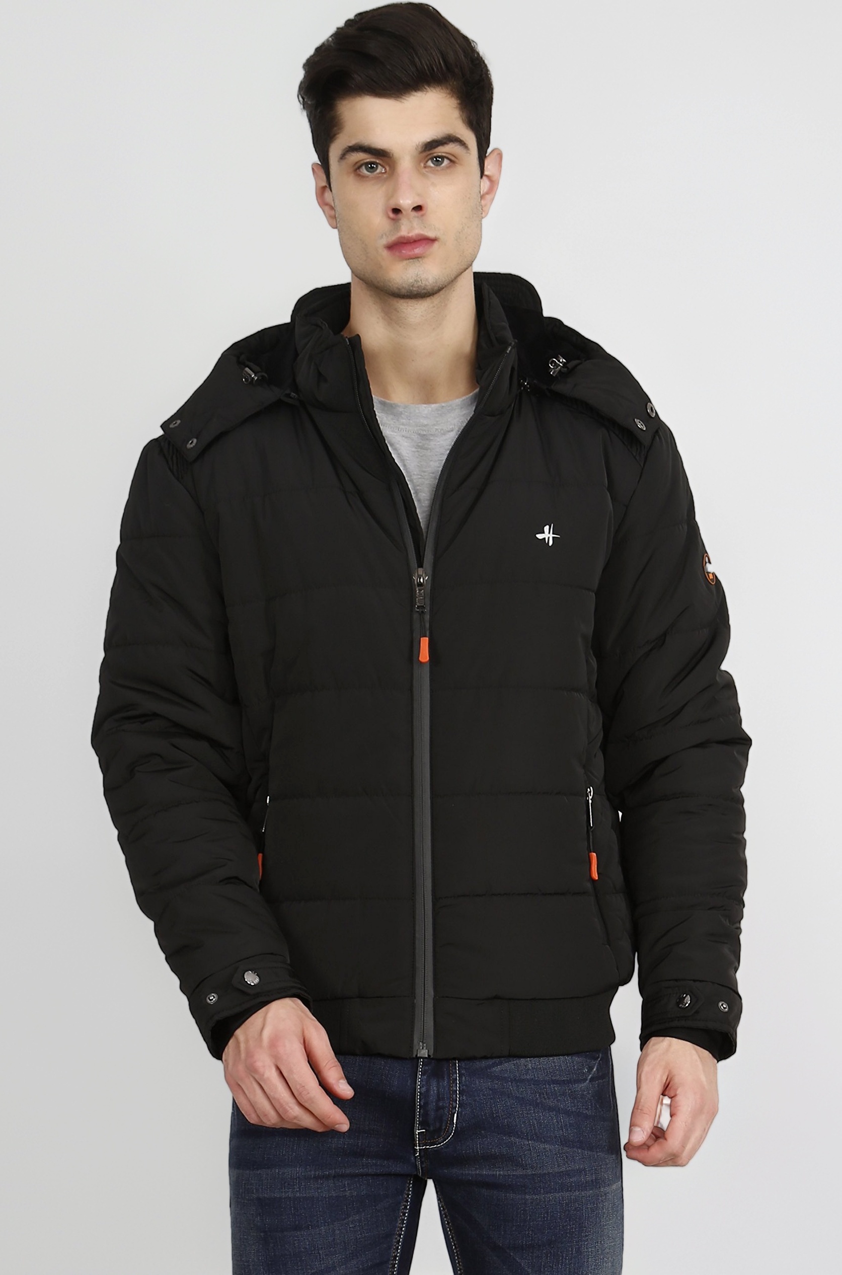 Men's Nylon Jacket Water Proof Full-Sleeved Winter Jacket with Hood For Minus Degree