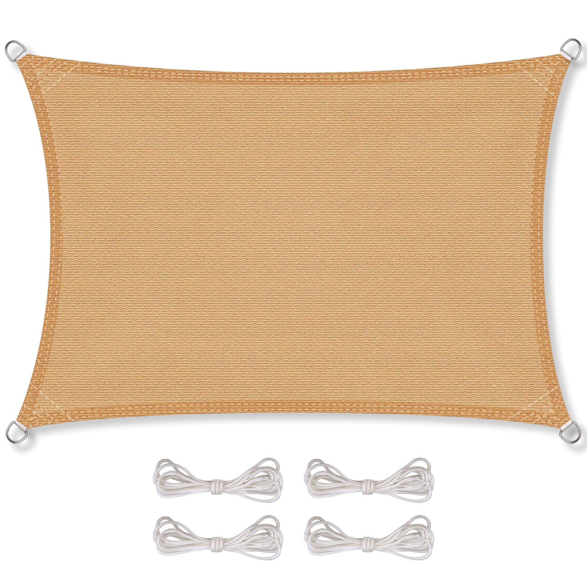 CelinaSun Sonnensegel inkl Befestigungsseile Premium HDPE wetterbeständig atmungsaktiv Rechteck 2 x 4 m Sand beige