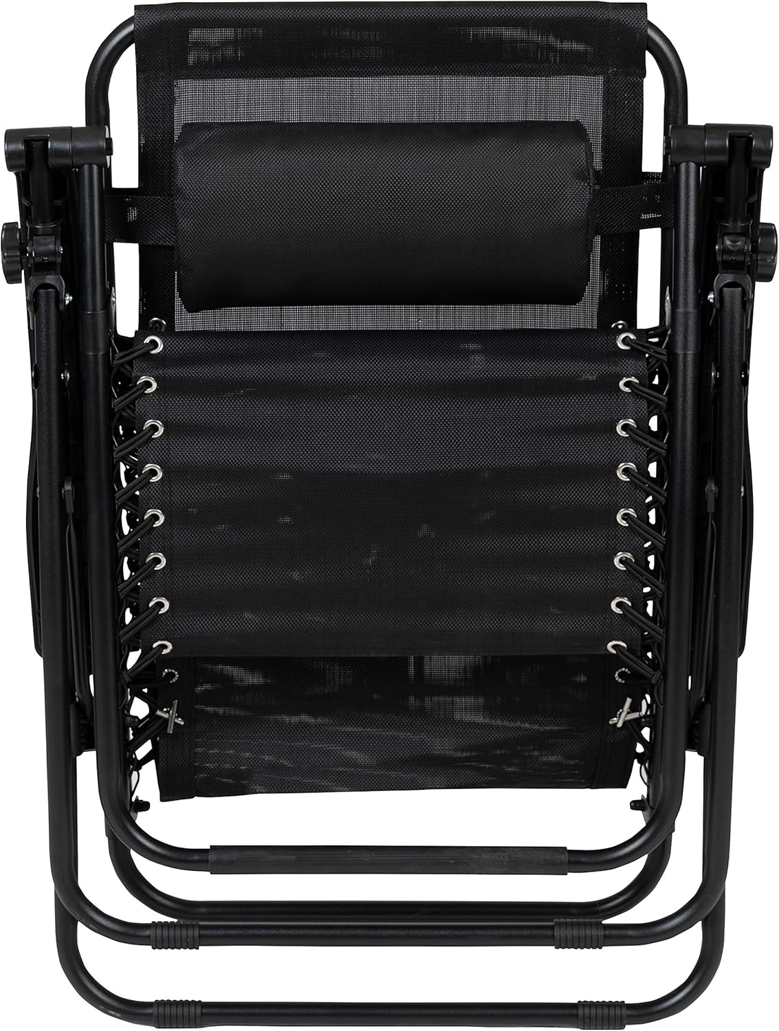 Flash Furniture Adjustable Folding Mesh Zero Gravity Reclining Lounge Chair with Pillow and Cup Holder Tray in Black, Set of 2 : Everything Else