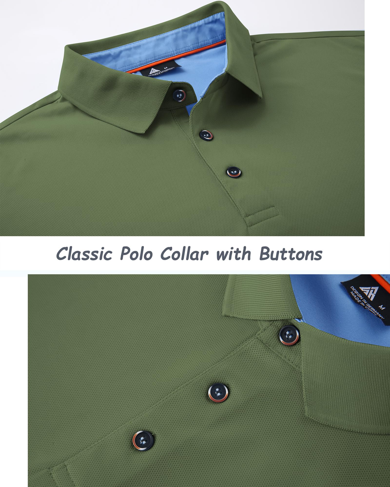 JACKETOWN Polo Uomo Maniche Lunghe Polo da Golf Tennis Casual T Shirt Traspirante Primavera Autunno Camicie per la Pesca Escursionismo