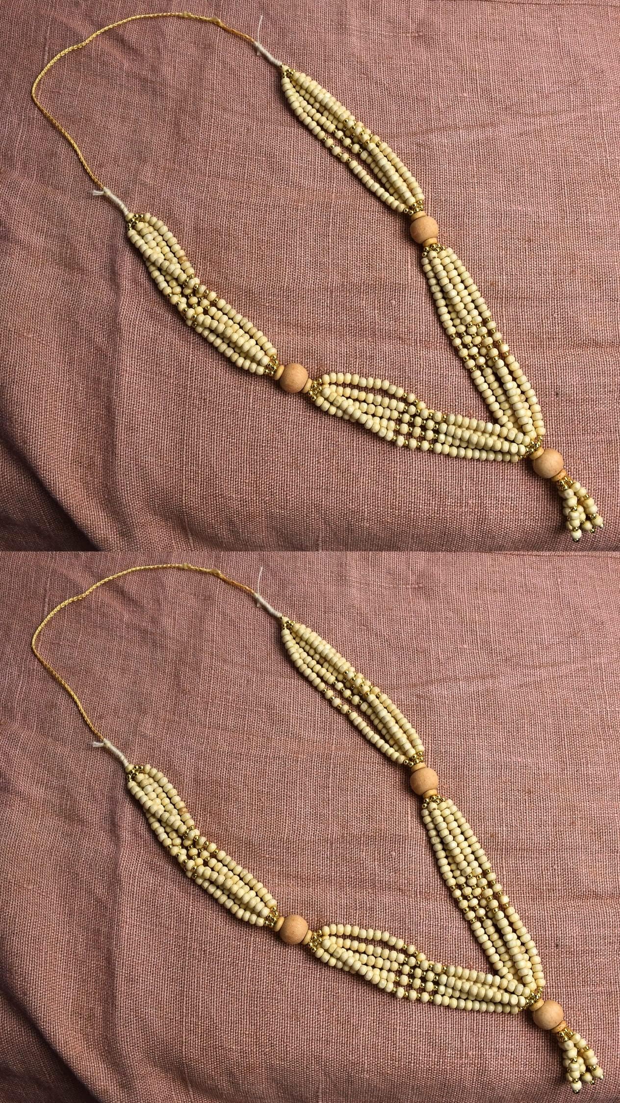 Garland for Photo Frames, Chandan Scented Mala for Photo Frame Gods Idols, Off White, Set of 2, 38 cm