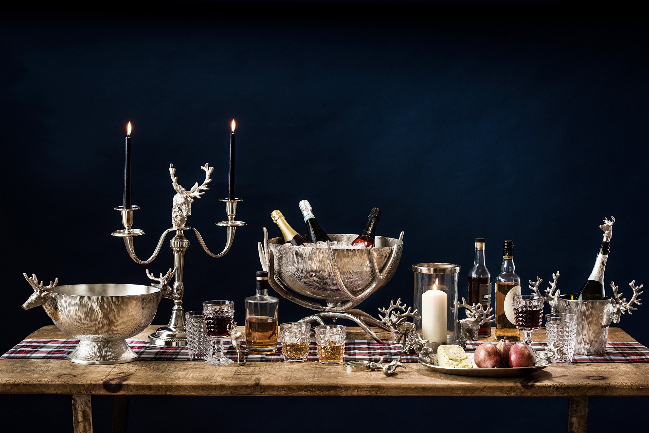 Premier Housewares Bol à Punch, Cerf Finition Nickel