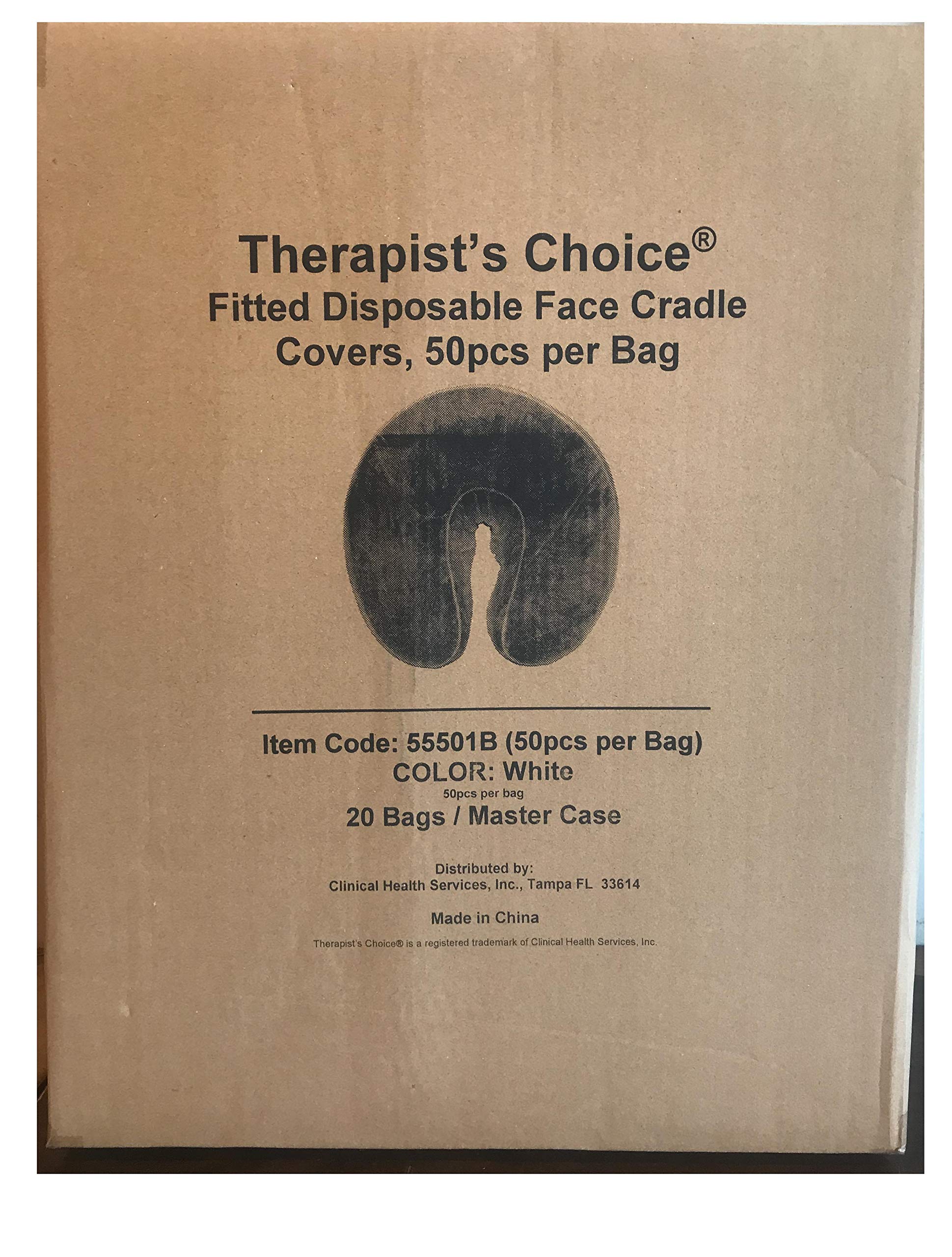 Therapist's Choice® Disposable Fitted Face Rest Covers, (50 pcs per Bag), Color: White (Case of 20 Bags = 1000pcs)
