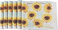 Vista 1 de Juego de seis (6) manteles individuales de girasol de otoño, tela tejida de tapiz colorido, para vacaciones, Acción de Gracias, otoño y otoño