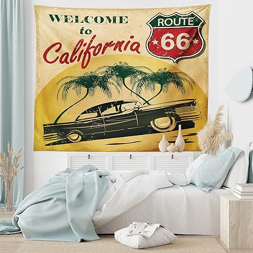 Miniatura 5 de Ambesonne Tapiz retro, asiento publicitario retro de Hollywood con texto en inglés "Welcome to California", estampado estilo arte pop, para colgar