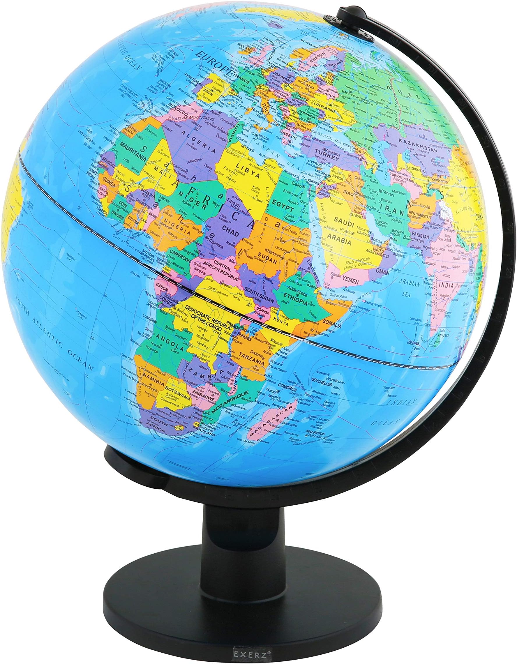 Exerz 30Cm Educational World Globe Xl Swivel Rotating Globe - Diameter 30Cm