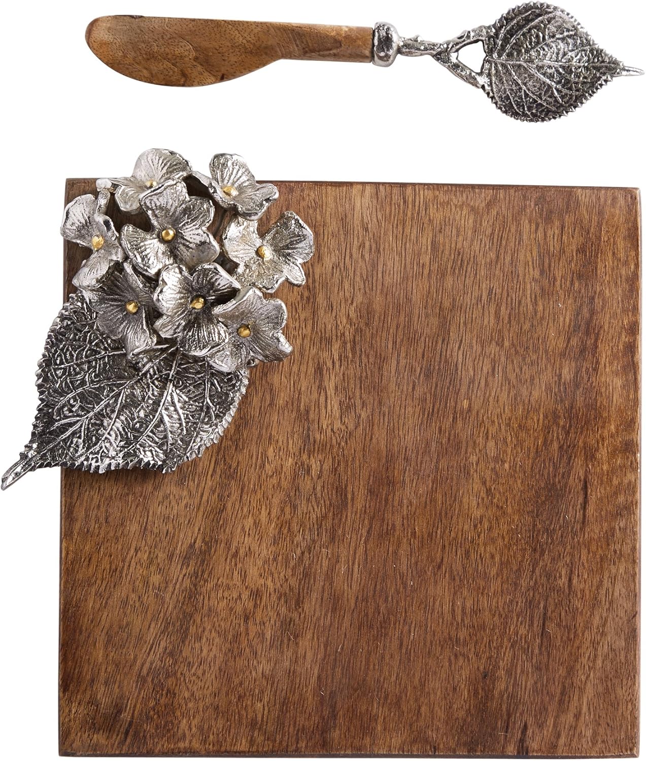 Mud Pie Hydrangea Small Cutting Cheese Serving Board, Brown