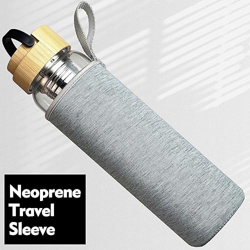 Miniatura 5 de Xaeiglas Botellas de agua de vidrio motivacionales de 32 onzas con tapa de bambú y marcador de tiempo, botella de agua deportiva para beber