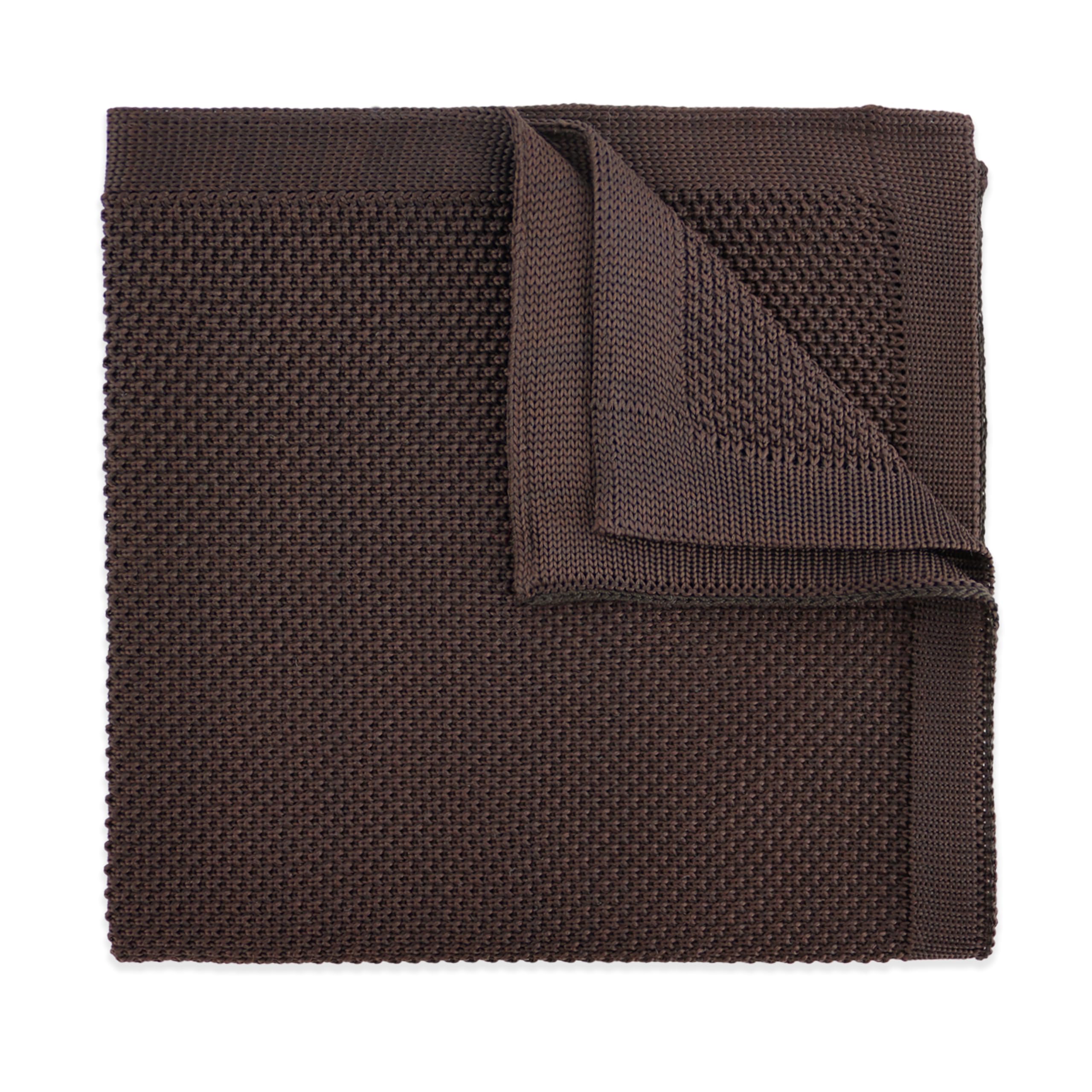 The Gents Lab Men's Dark Brown 100% Polyester Knitted Pocket Square (Dark Brown)