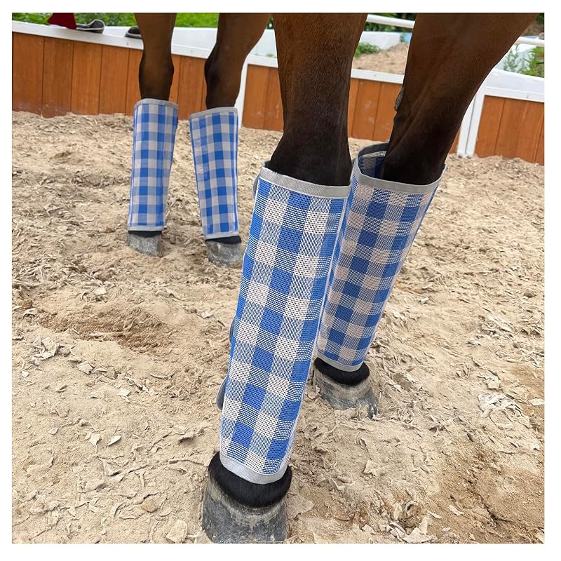 Botas antimoscas para cavalos PACELLOR, malha de PVC respirável, Navy Beige, tamanho Large, pacote com 4