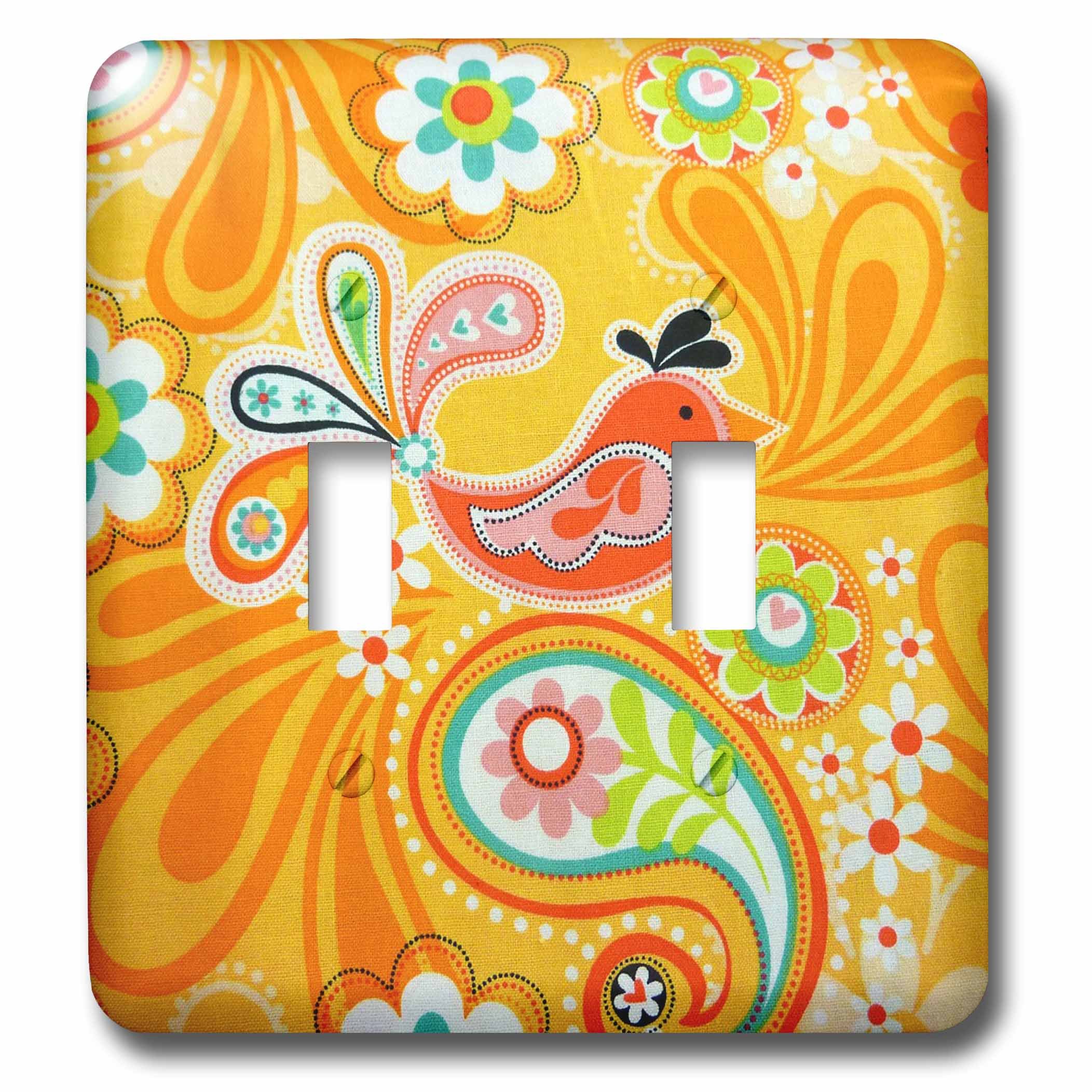 Interrupteur à bascule double motif cachemire 3dRose lsp_60526_2 orange