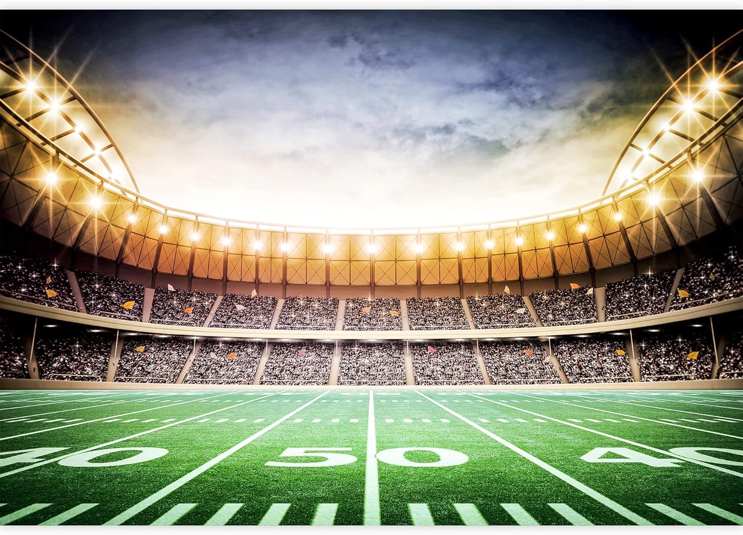 wall26 Removable Wall Sticker/Wall Mural Neon Light Sunset Football Stadium Sports/Fitness Athlete Photography Realism Exercise Gym College for Living Room, Bedroom, Office - 100x144 inches