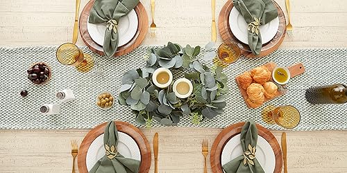 Miniatura 5 de DII Woven Basics Collection - Camino de mesa de punto 100% algodón, 15 x 72 pulgadas, alcachofa