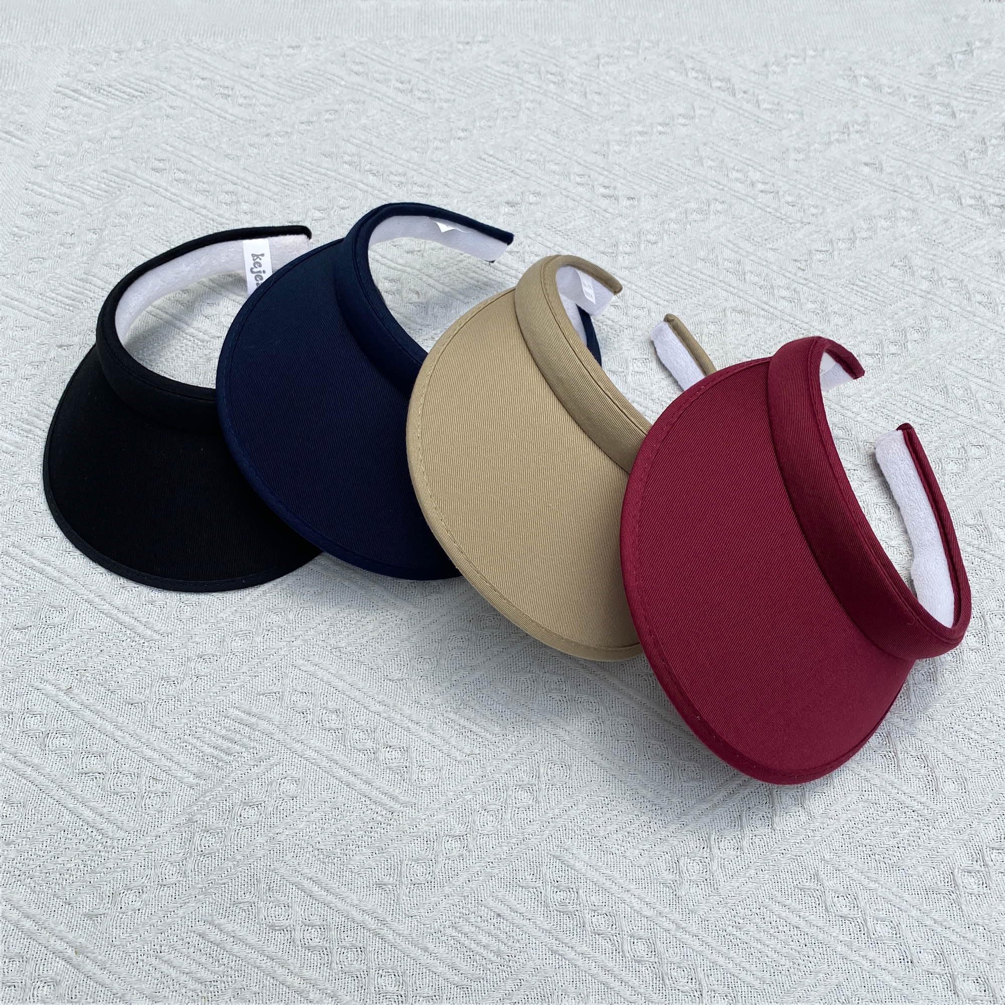 Paquete de 4 sombreros de visera para mujeres y hombres, de algodón, con clip, de ala ancha, para deportes al aire libre, golf, playa, viajes, tenis