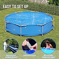 Vista 3 de Piscina sobre el suelo de 10 pies x 30 pulgadas, piscina con marco de metal al aire libre, piscinas familiares de marco redondo para hasta 4