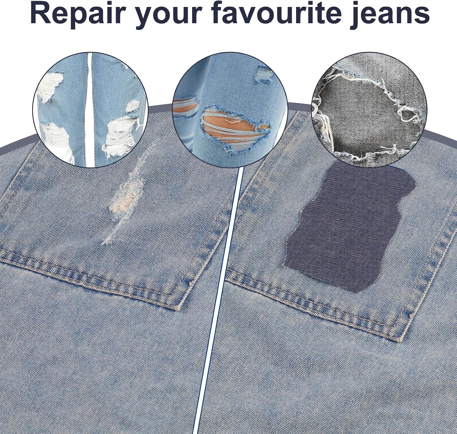 Phinus Iron-On Patches for Clothing, Each Pack 30PCS Denim Patches for Jeans Kit 3 x 4.25 Inch, Iron-On Patches Can Be Used to Repair Jeans and Garments, and Can Also Be Used to Decorate