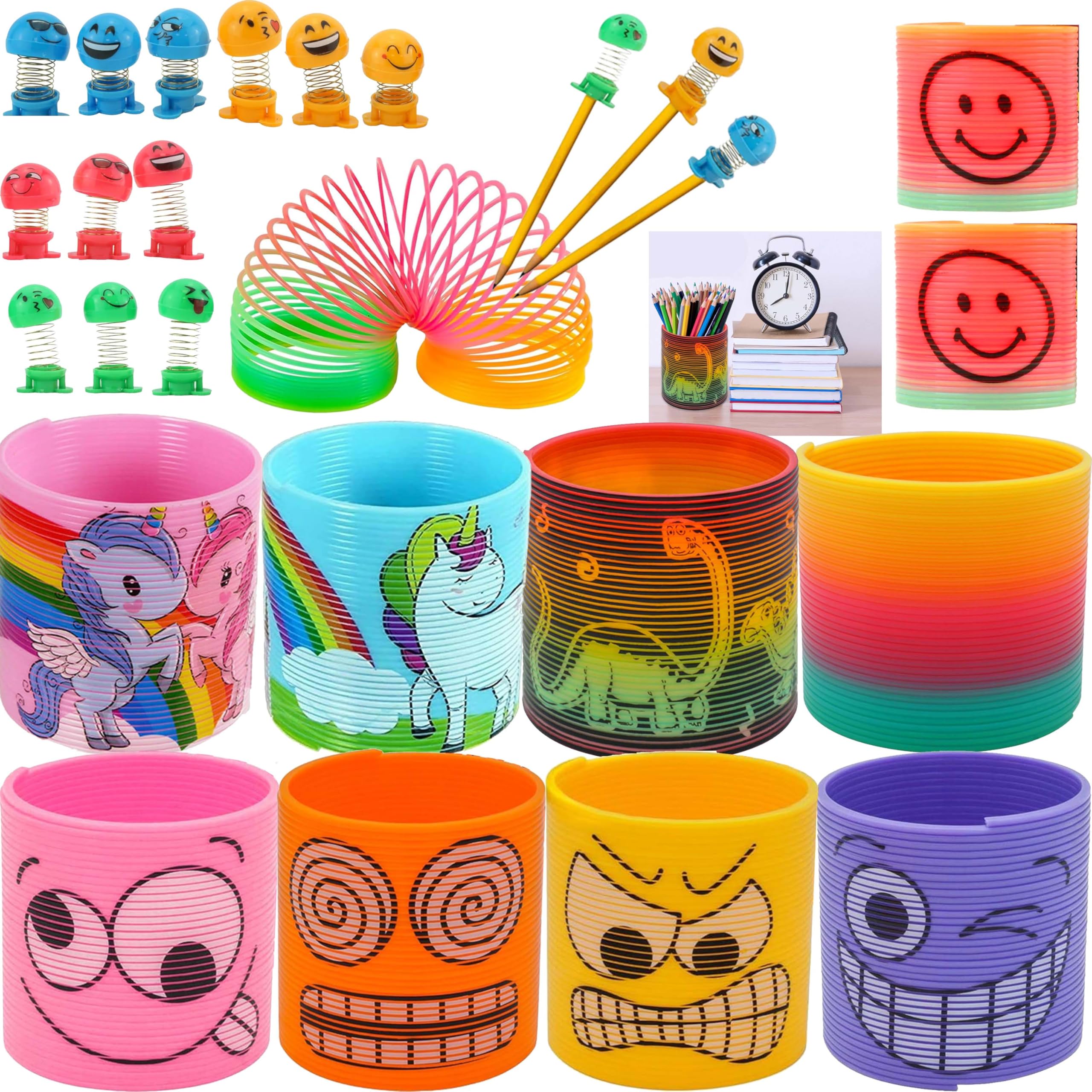 22Pcs Party Bag Fillers Toy Set, Magic Spring Toys & Pencil Toppers for Kids 3+, Fidget Coil, Stocking Stuffers, Educational Sensory Toy, Stress Relief, Walking Slinky
