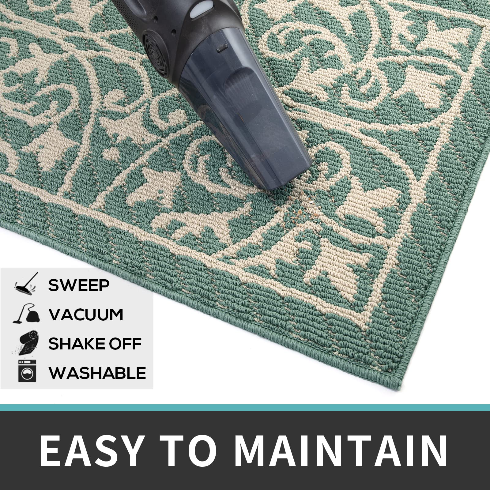 DEXI Door Mat Indoor Rugs for Entryway Floor Mats Inside Doormat Front Entrance Rug Entry Non Slip Washable,31.5"x47",Dark Sea Green