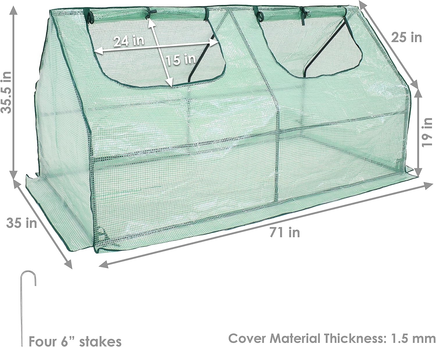Sunnydaze Outdoor Portable Mini Cloche Greenhouse with 2 Zipper Doors - Green
