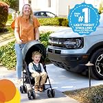 Poussette Ford Bronco HighGear par Bright Starts, poussette légère pliable avec détails sportifs, grand panier de rangement, roues anti-chocs et verrouillables, unisexe Area 51 Bleu/Vert