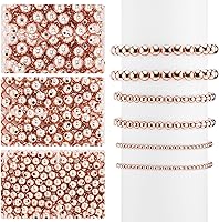 Vista 3 de WILLBOND 1,200 piezas de cuentas redondas para hacer joyería, cuentas espaciadoras lisas con forma de bola, cuentas engarzadas sin costuras, cuentas