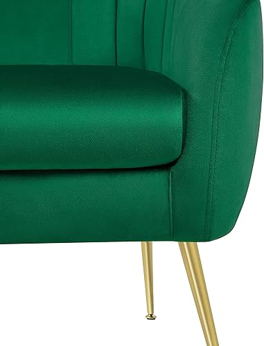 Miniatura 8 de Yaheetech Silla decorativa, moderna y acogedora silla de barril con patas de metal dorado, sillón de acento copetudo para sala de estar, dormitorio,